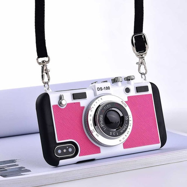 3D' Retro Camera Cases With Lanyard Strap - flexedcase